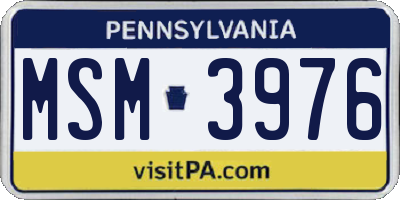 PA license plate MSM3976