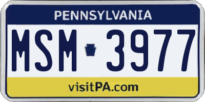 PA license plate MSM3977