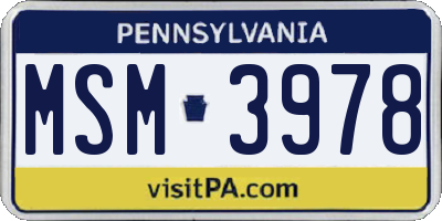PA license plate MSM3978