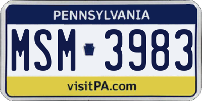 PA license plate MSM3983