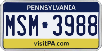 PA license plate MSM3988