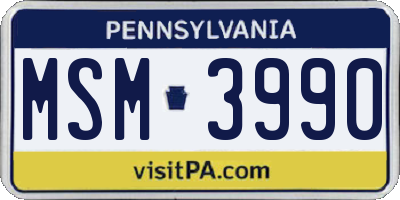 PA license plate MSM3990