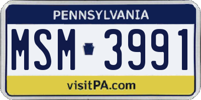 PA license plate MSM3991