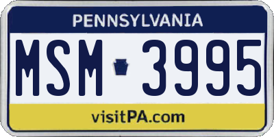 PA license plate MSM3995