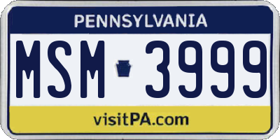 PA license plate MSM3999