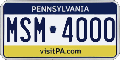 PA license plate MSM4000