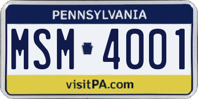PA license plate MSM4001