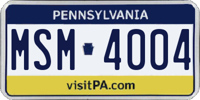 PA license plate MSM4004