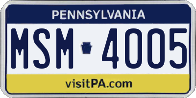 PA license plate MSM4005