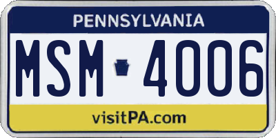 PA license plate MSM4006