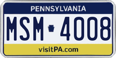 PA license plate MSM4008