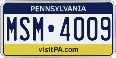 PA license plate MSM4009
