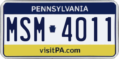PA license plate MSM4011