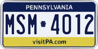 PA license plate MSM4012