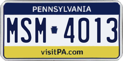 PA license plate MSM4013
