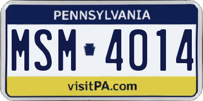 PA license plate MSM4014