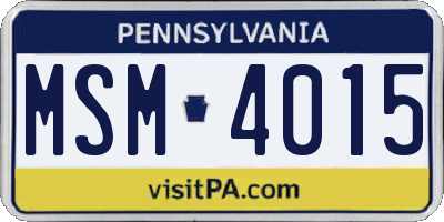 PA license plate MSM4015