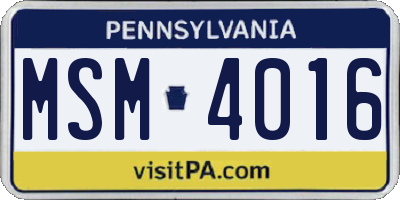 PA license plate MSM4016