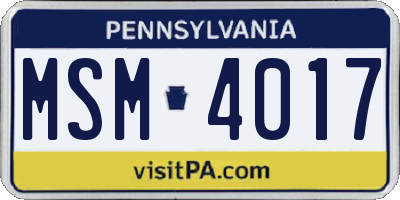 PA license plate MSM4017