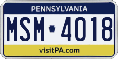 PA license plate MSM4018