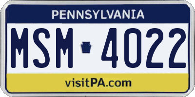 PA license plate MSM4022