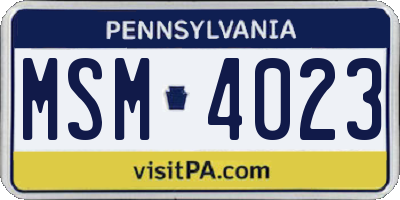 PA license plate MSM4023