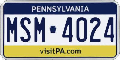 PA license plate MSM4024