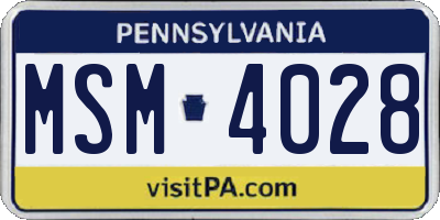 PA license plate MSM4028