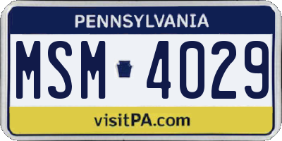 PA license plate MSM4029