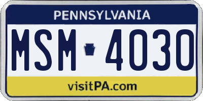 PA license plate MSM4030