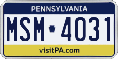 PA license plate MSM4031