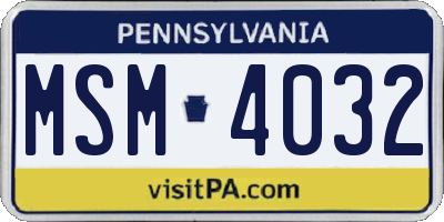 PA license plate MSM4032