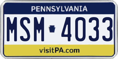 PA license plate MSM4033