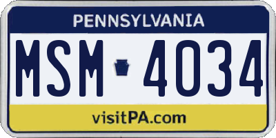 PA license plate MSM4034