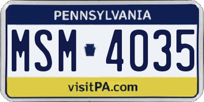 PA license plate MSM4035
