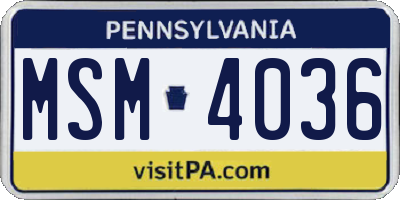 PA license plate MSM4036