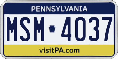 PA license plate MSM4037