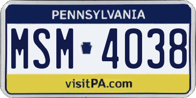 PA license plate MSM4038
