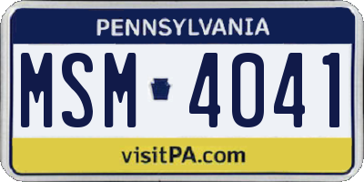 PA license plate MSM4041