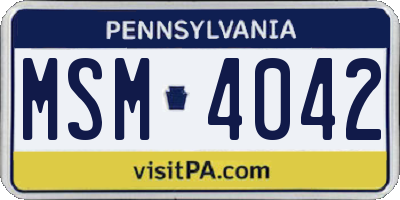 PA license plate MSM4042