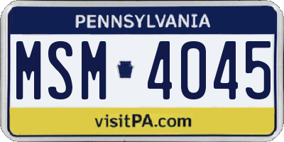 PA license plate MSM4045