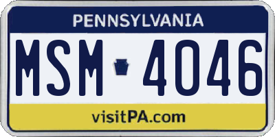 PA license plate MSM4046