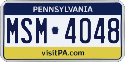 PA license plate MSM4048
