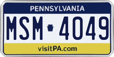 PA license plate MSM4049