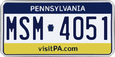 PA license plate MSM4051