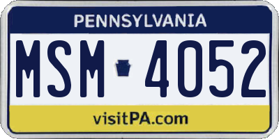 PA license plate MSM4052