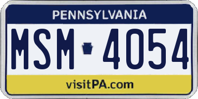 PA license plate MSM4054