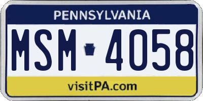 PA license plate MSM4058