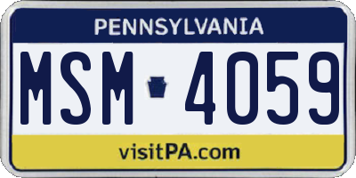 PA license plate MSM4059