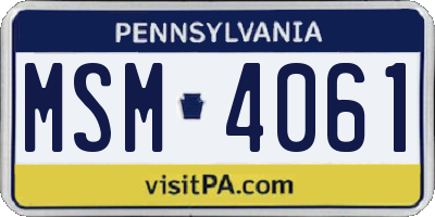 PA license plate MSM4061